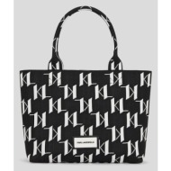 karl lagerfeld monogram knit handbag black recycled polyester, nylon