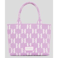 karl lagerfeld monogram knit handbag violet recycled polyester, nylon