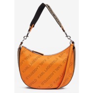 karl lagerfeld moon sm shoulderbag handbag orange recycled polyurethane