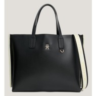 tommy hilfiger iconic tommy satchel handbag black artificial leather