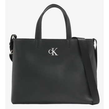 calvin klein minimal monogram slim tote 26 handbag black σε προσφορά