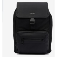 calvin klein elevated flap bp backpack black recycled polyester, polyurethane