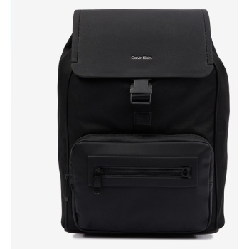 calvin klein elevated flap bp backpack black recycled