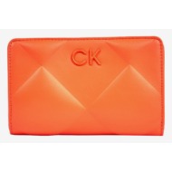 calvin klein re-lock quilt bifold wallet wallet orange polyester, polyuretane