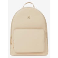 tommy hilfiger essential sc backpack beige recycled polyester, polyurethane