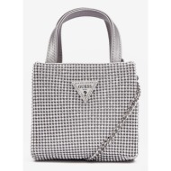 guess lua mini tote handbag silver main part - textile; main part 1 - synthetics; external details -
