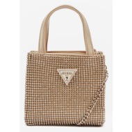 guess lua mini tote handbag gold main part - textile; main part 1 - synthetics; external details - g