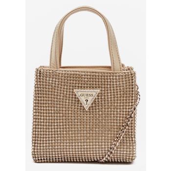 guess lua mini tote handbag gold main part - textile; main σε προσφορά