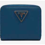guess meridian small zip around wallet blue polyurethane