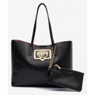 chiara ferragni eyelike buckle shopper bag black polyurethane