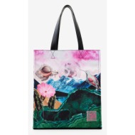 desigual paisaje surreal shopper bag pink outer part - recycled polyester; inner part - recycled pol