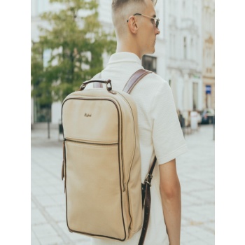 bagind cestuy canvas laté backpack beige genuine leather