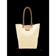 bagind playa laté handbag beige textile, genuine leather