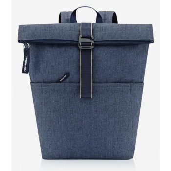 reisenthel rolltop herringbone dark blue backpack blue