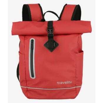 travelite basics roll-up plane backpack red 100% polyester