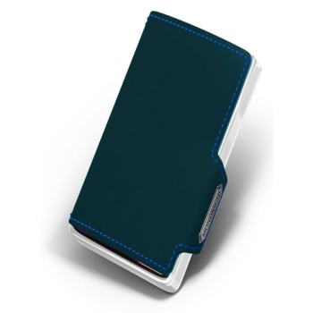 mondraghi elegance wallet blue genuine leather, aluminum