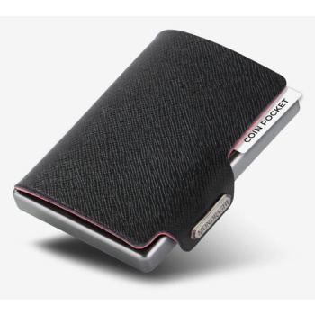 mondraghi saffiano plus wallet black cowhide, aluminum