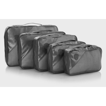 heys metallic packing cube 5pc cosmetic bag grey