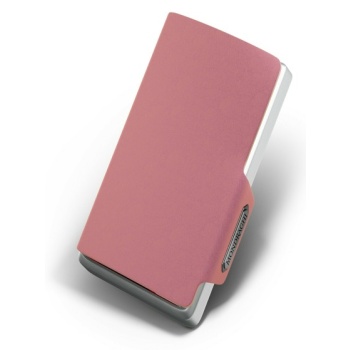 mondraghi saffiano wallet pink genuine leather, aluminum