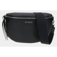 elega festy waist bag black genuine leather