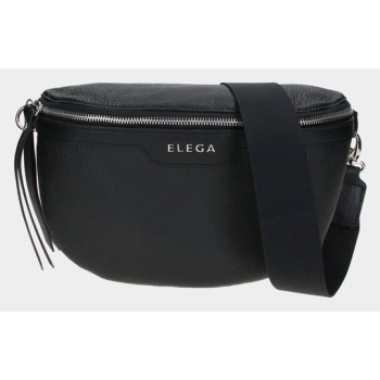 elega festy waist bag black genuine leather σε προσφορά