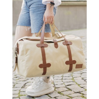 bagind putuy laté travel bag beige genuine leather, textile σε προσφορά