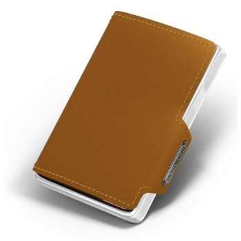 mondraghi elegance wallet brown genuine leather, aluminum