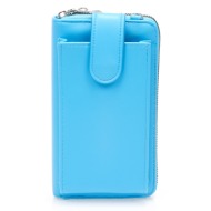 πορτοφόλι μπλε δερματίνη με θήκη κινητού και αποσπώμενο λουράκι μπλε