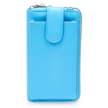 πορτοφόλι μπλε δερματίνη με θήκη κινητού και αποσπώμενο