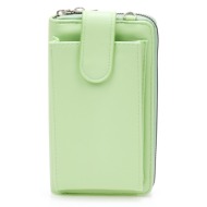 πορτοφόλι πράσινο δερματίνη με θήκη κινητού και αποσπώμενο λουράκι πρασινο