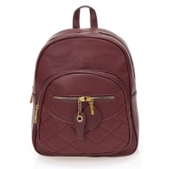 τσάντα πλάτης μπορντό δερματίνη με πολλαπλές θήκες μπορντο