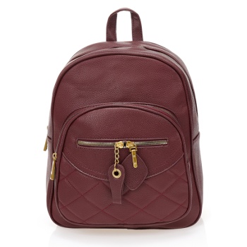 τσάντα πλάτης μπορντό δερματίνη με πολλαπλές θήκες μπορντο σε προσφορά