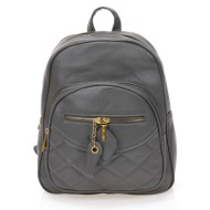 τσάντα πλάτης γκρι δερματίνη με πολλαπλές θήκες γκρι