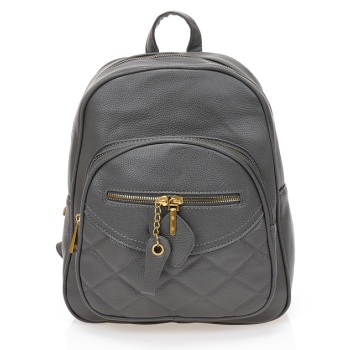 τσάντα πλάτης γκρι δερματίνη με πολλαπλές θήκες γκρι σε προσφορά