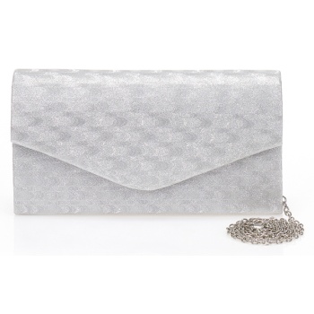 τσάντα φάκελος ασημί λούρεξ με ανάγλυφο σχέδιο ασημι σε προσφορά