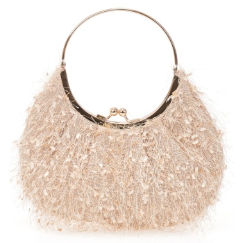 τσάντα χειρός μπρονζέ με κρόσια μπρονζε σε προσφορά