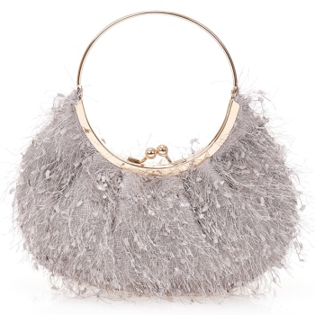 τσάντα χειρός γκρι με κρόσια γκρι σε προσφορά