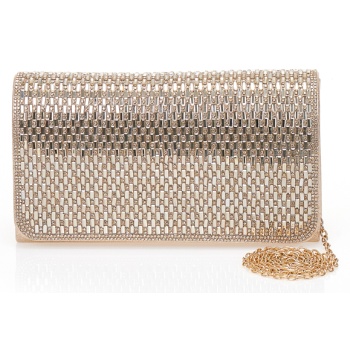 χρυσή βραδινή τσάντα με γυάλινες λεπτομέρειες χρυσο σε προσφορά