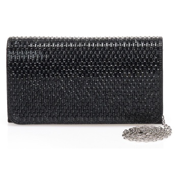 μαύρη βραδινή τσάντα με γυάλινες λεπτομέρειες μαυρο σε προσφορά