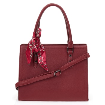 τσάντα μπορντό με διακοσμητικό φουλάρι μπορντο σε προσφορά