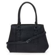 μαύρη τσάντα από συνθετικό δέρμα μαυρο