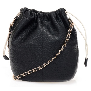 τσάντα ώμου μαύρη με ανάγλυφη υφή μαυρο σε προσφορά