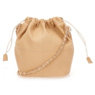 τσάντα ώμου nude με ανάγλυφη υφή nude