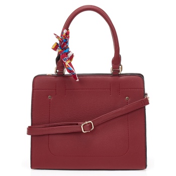 τσάντα μπορντό με μαντήλι μπορντο σε προσφορά