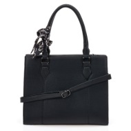 μαύρη τσάντα ώμου με διακοσμητικό μαντήλι μαυρο