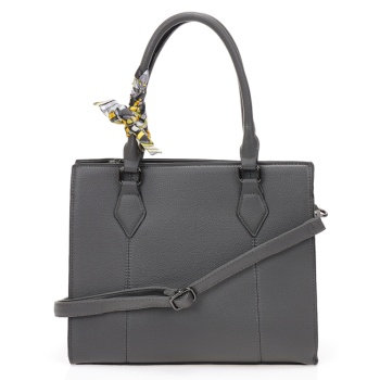 γκρι τσάντα ώμου με διακοσμητικό μαντήλι γκρι σε προσφορά