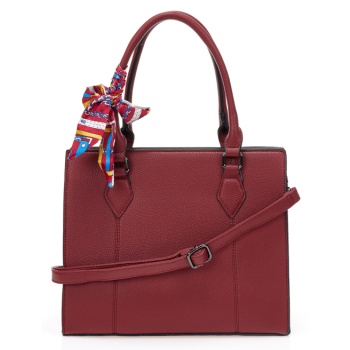 μπορντό τσάντα ώμου με διακοσμητικό μαντήλι μπορντο σε προσφορά