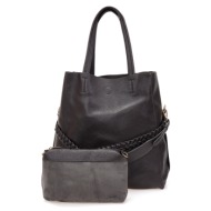 τσάντα με τσαντάκι χειρός γκρι
