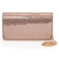 μπρονζέ βραδινή τσάντα με γυάλινες λεπτομέρειες μπρονζε