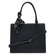 τσάντα μαύρη με διακοσμητικό φουλάρι μαυρο